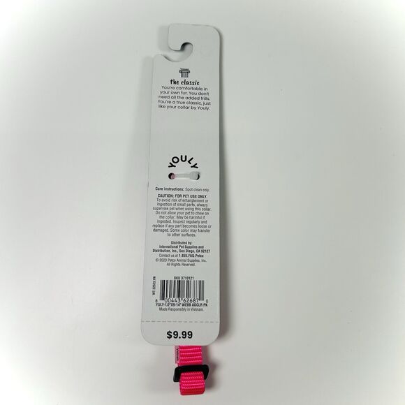 YOULY The Classic Hot Pink & Black Webbed Nylon Dog Collar, Small Pet 9”-14” NWT - Picture 4 of 6